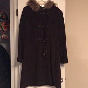 Andrews Marc- Wool Brown Coat w/ FUR Trim-Size 16